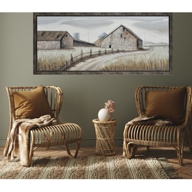 Old Farm Road Handpainted Framed Canvas 71"W x 32"H