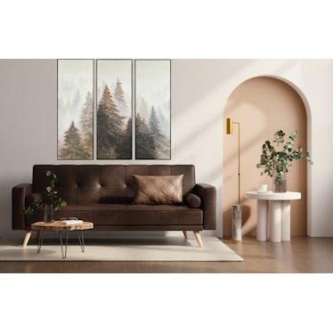 Set of 3 Brown Foggy Forest Hand Painted Art 20"W x 59"H