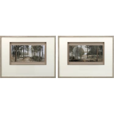 Set of 2 Forest Shadowbox Hand Painted Art 32"W x 24"H
