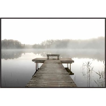 Morning Pier Framed Tempered Glass Art 48"W x 32"H