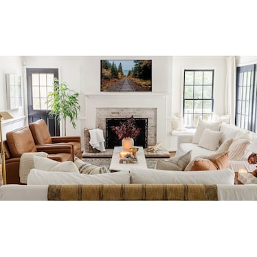 Autumn Railroad Track Framed Tempered Glass Art 48"W x 32"H