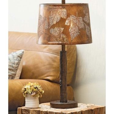 Copper Cutout Leaves Table Lamp 27"H