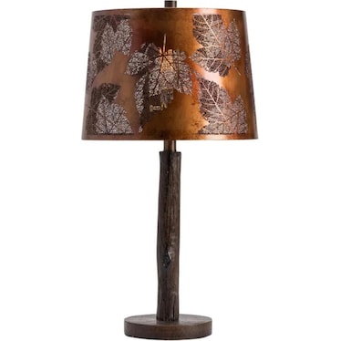 Copper Cutout Leaves Table Lamp 27"H