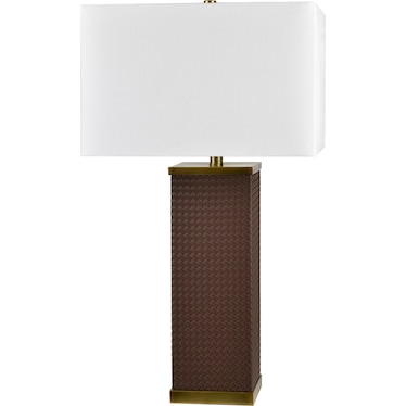 Brown Leather Rectangle Table Lamp 31"H
