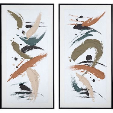 Set of 2 Multi Strokes Framed Paintings 31.5"W x 61.5"H