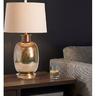 Copper and Gold Glass Table Lamp 29"H
