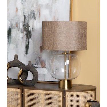 Clear Glass with Gold Shade Table Lamp 28"H