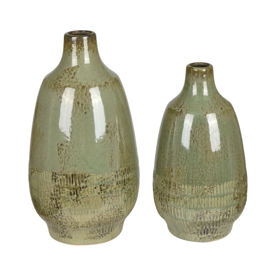cres green jar vase bowl plate set  