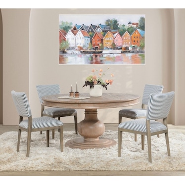 Colorful Homes On River Framed Painting 60"W x 30"H