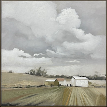 Green Countryside Handpainted Framed Canvas 43"W x 43"H