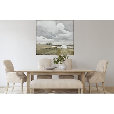 Green Countryside Handpainted Framed Canvas 43"W x 43"H