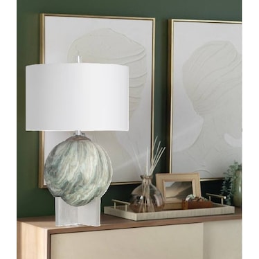 Green Swirl Ceramic Table Lamp 29.5"H