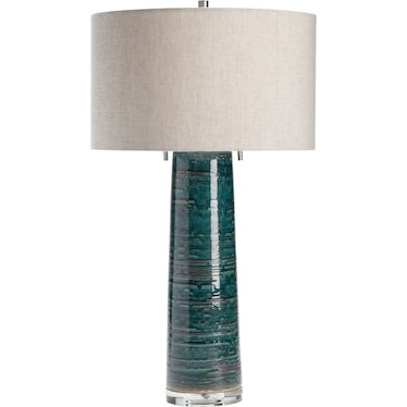 Green Ceramic Table Lamp 30.5"H