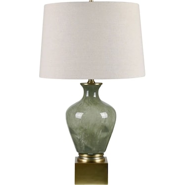 Green Glass Table Lamp 30.25"H