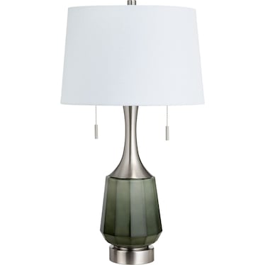 Green Glass and Brushed Nickel Table Lamp 29.5"H