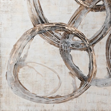 Grey and Tan Circles Framed Canvas 60"W x 60"H