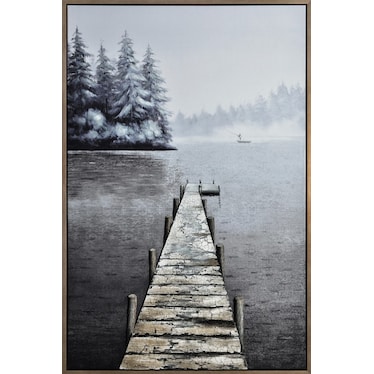 Neutral Pier Framed Canvas Art 39"W x 59"H