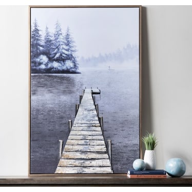 Neutral Pier Framed Canvas Art 39"W x 59"H