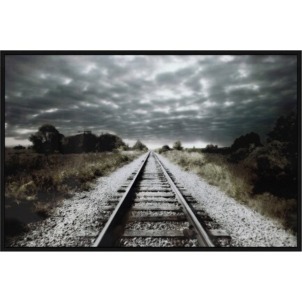 Railroad Track Framed Tempered Glass Art 48"W x 32"H