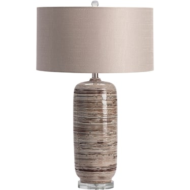 Grey and Brown Striped Ceramic Table Lamp 29"H
