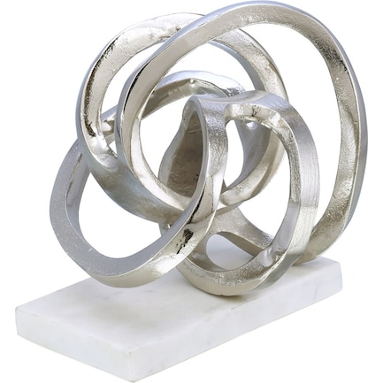 Silver Swirl Sculpture on Marble Base 9"W x 9.5"H