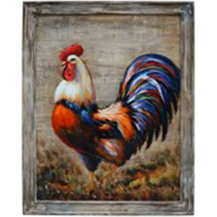 Rooster Framed Canvas 30"W x 40"H