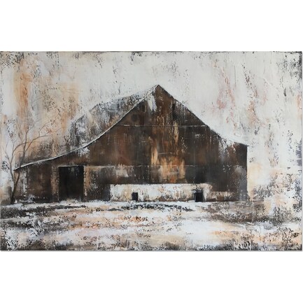 Snowy Barn Canvas Art 60"W x 40"H