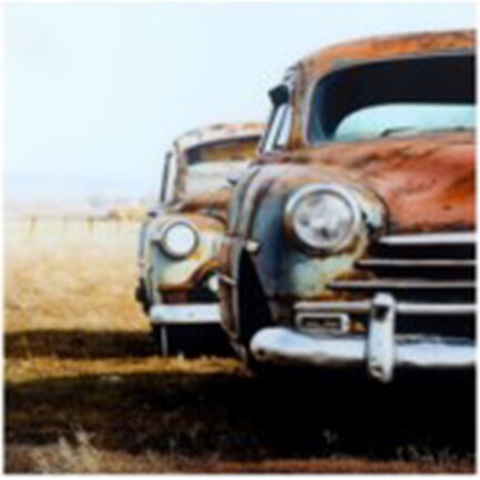 Old Cars Tempered Glass Wall Art 39.5"W x 39.5"H