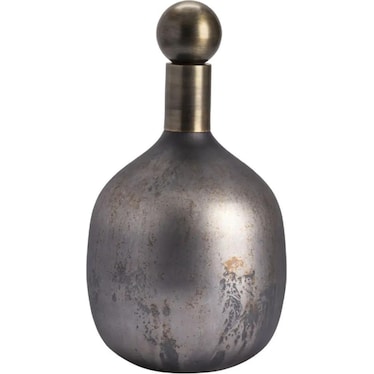 Medium Silver and Bronze Glass Vase with Lid 9"W x 15.5"H