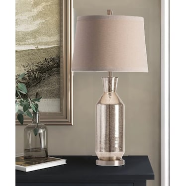Silver Mercury Glass Table Lamp 34"H