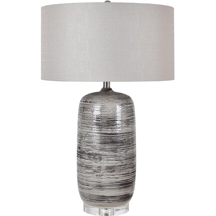 Grey and Brown Striped Ceramic Table Lamp 29"H