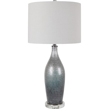 Silver and Blue Glass Table Lamp 32.5"H