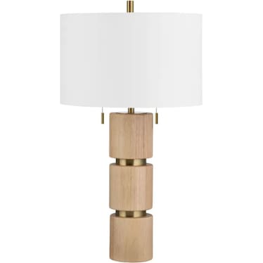 Column Light Wood Table Lamp 29.5"H