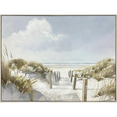 Path To The Beach Hand Painted Framed Canvas 40"W x 30"H