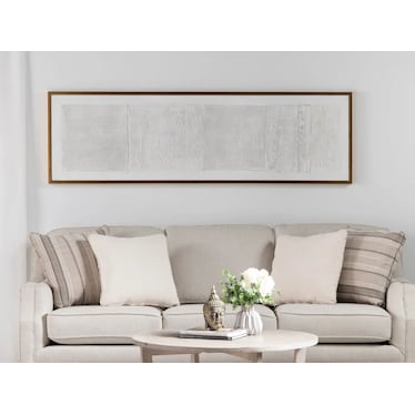 Set of 3 White Hand Painted Canvas Art 21.5"W x 71.5"H