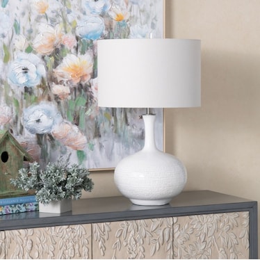 White Ceramic Table Lamp 28.25"H