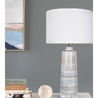 Blue and White Ceramic Table Lamp 32"H