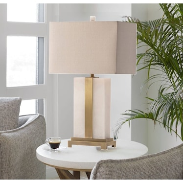 Marble and Brass Table Lamp 28.25"H