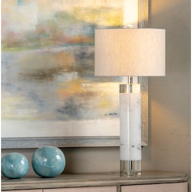 Glass and Marble Table Lamp 32"H