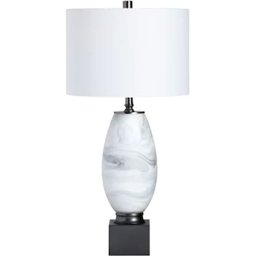 White and Black Art Glass Table Lamp With Nightlight 32.5"H