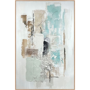 Coastal Abstract Handpainted Framed Canvas 32"W x 48"H