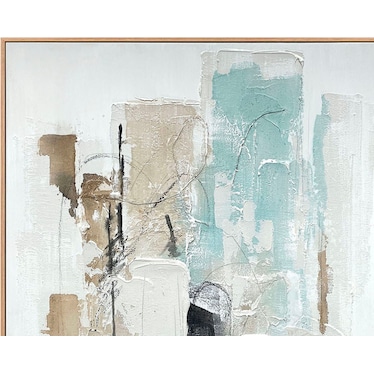 Coastal Abstract Handpainted Framed Canvas 32"W x 48"H