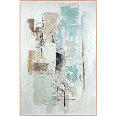 Coastal Abstract Hand Painted Framed Canvas 32"W x 48"H