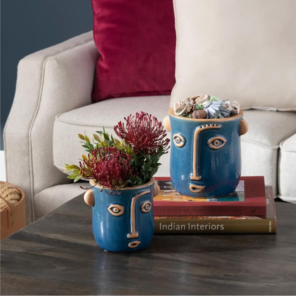 crestview collection blue jar vase bowl plate set  