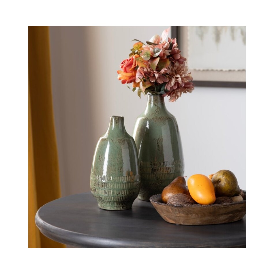 crestview collection green jar vase bowl plate set  