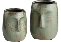 crestview collection green jar vase bowl plate set  