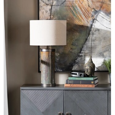 Rust and Grey Ceramic Table Lamp 27.5"H