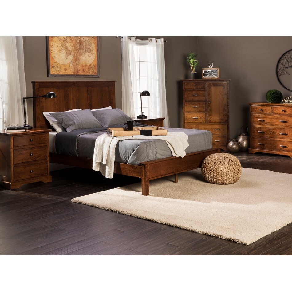 daniels amish brown queen bed package lifestyle image qpb  