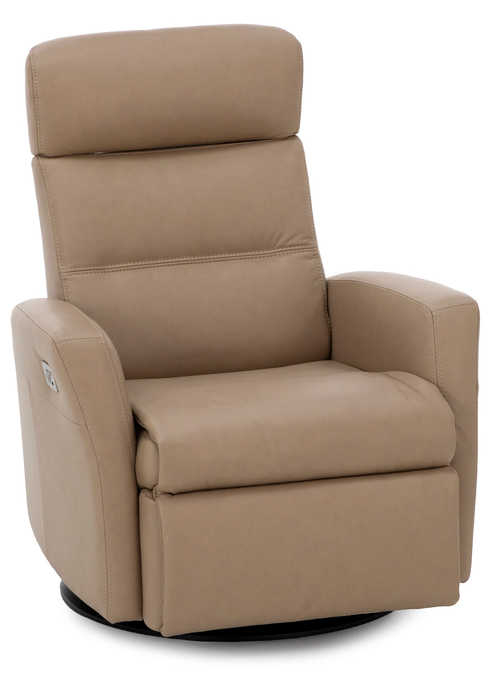 Denver Leather Large Power Recline and Lumbar Swivel Glider with