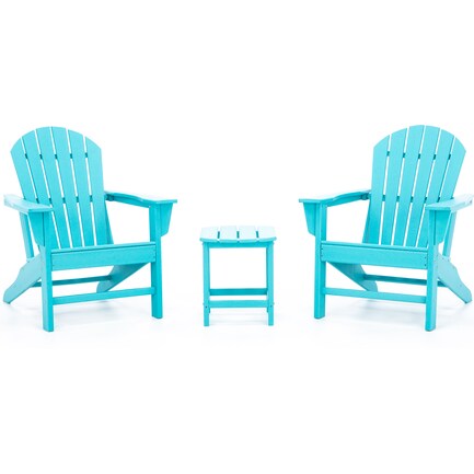 3-pc Aqua Adirondack Chair/Table Set